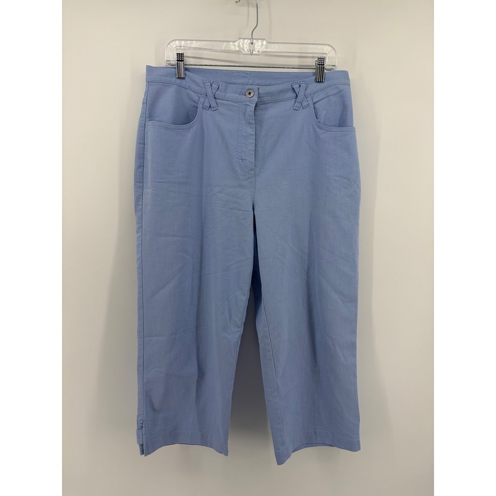 Christopher & Banks Women 12 Light Blue Capri Pants Stretch Cropped Cotton Blend